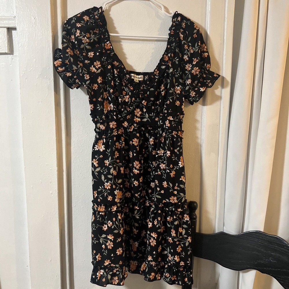 Inspire Hearts Black Floral Dress Size M